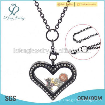 2015 stainless steel floating locket long link pendant neck